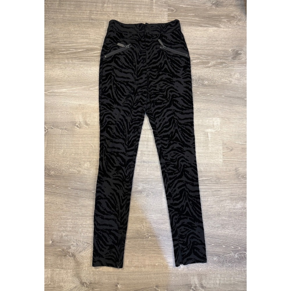 Dundas x Revolve Womens Black Zebra Burnout Velvet Skinny Pants Size S NWT